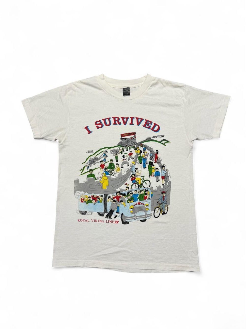 VTG 80s 90s I survived Hong Kong China Royal Viking line tee white L mens rare